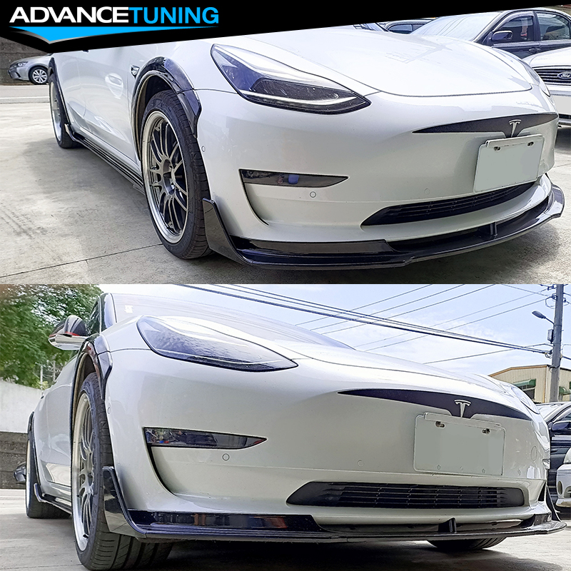 Fits 17-25 Tesla Model 3 6PCS Side Skirts Extension Rocker