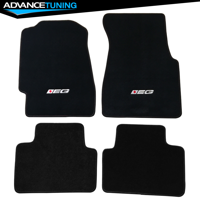 Fits 9295 Honda Civic EG Logo OE Black Nylon Front Rear Floor Mats