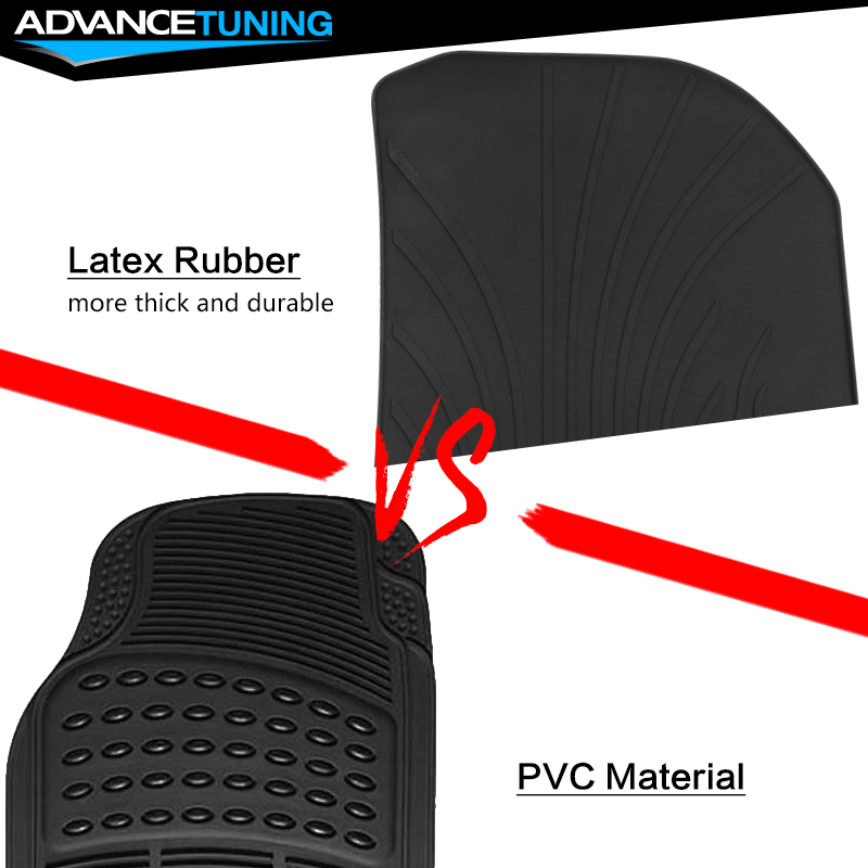 3-Piece Black Latex Floor Mat Set For 2006-2011 Honda Civic – All Weather, Non-Slip, Mugen Style