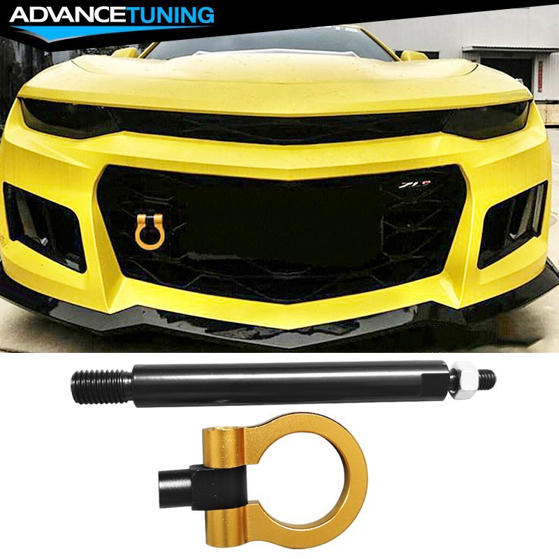 Fits 1620 Chevy Camaro Tow Hook Bar Black Pole and Yellow Circle