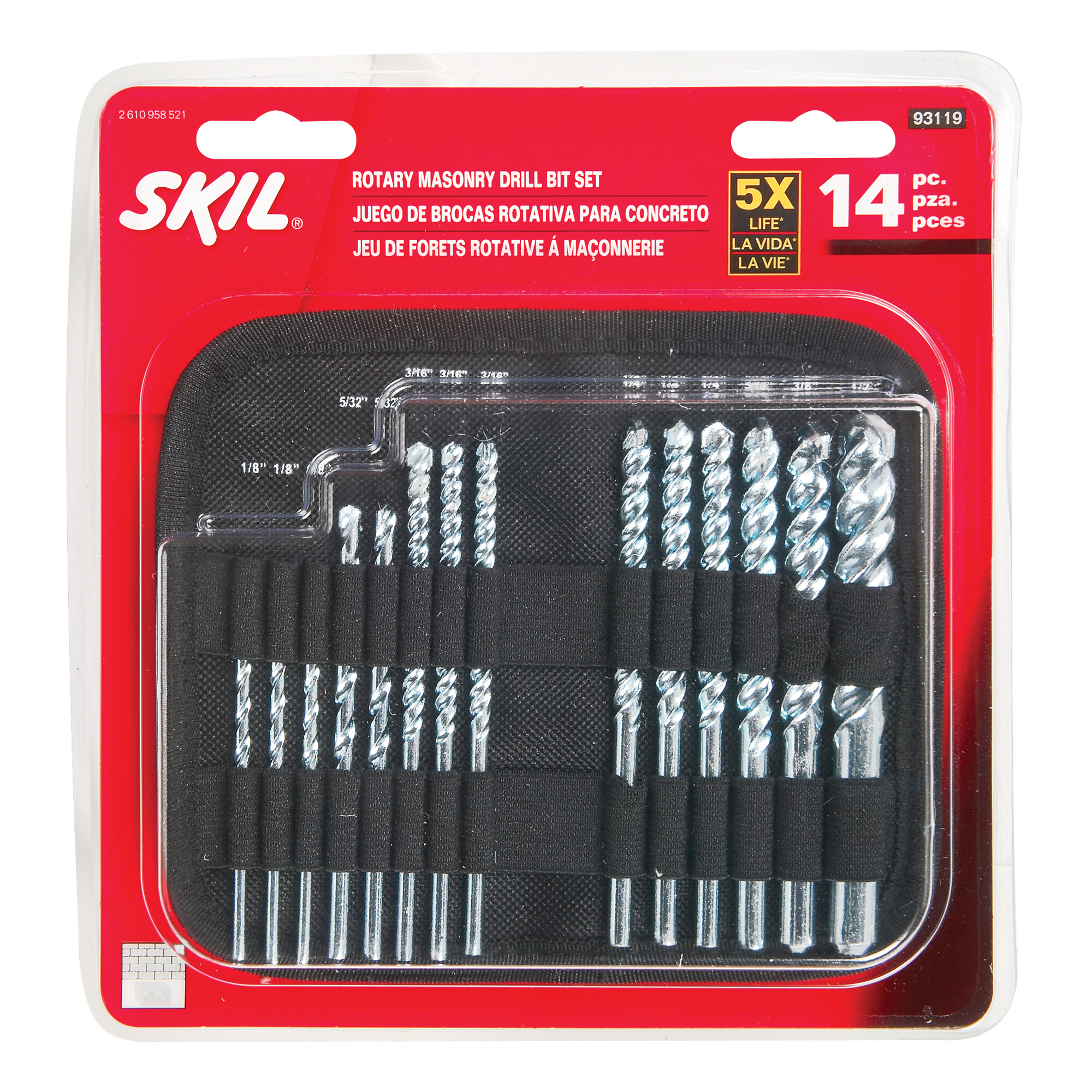 SKIL 93119 1/8Inch 1/2Inch 14Piece Carbide Tip Rotary Masonry