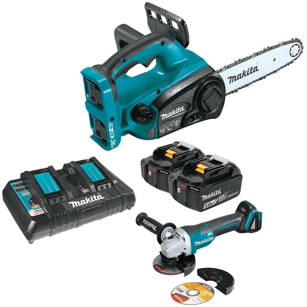 Makita XCU02PTX1 36Volt 12Inch LXT LithiumIon Chain Saw Kit and Angle Grinder eBay