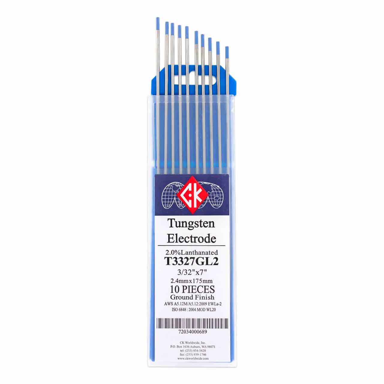 CK T3327GT2 2 Thoriated Tungsten Electrode 3/32" X 7" PKG = 10
