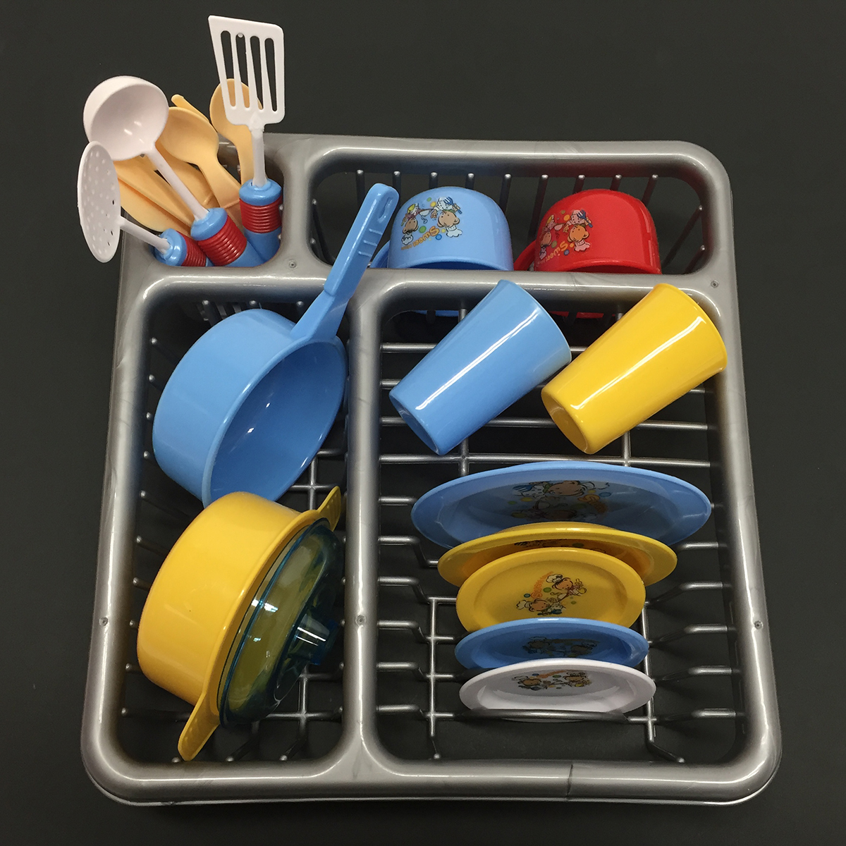 Toy Dish Set Drying Rack Pretend Play Wash and DryPlay Ware Plates
