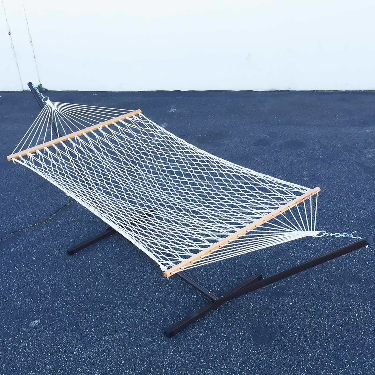 Double Rope Hammock with Heavy Duty Steel Stand Outdoor Garden Furniture