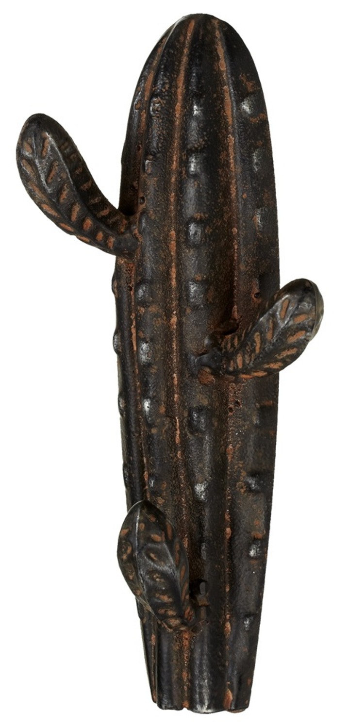 Cactus Shaped Wall Hook Cast Iron 8.75 Inches Rustic Finish Mary B