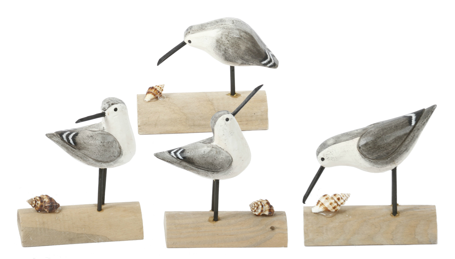Carved Beach Birds with Shell Accents 6 Inch Figurines Set of 4 Tabletop Decor 747552255877 eBay