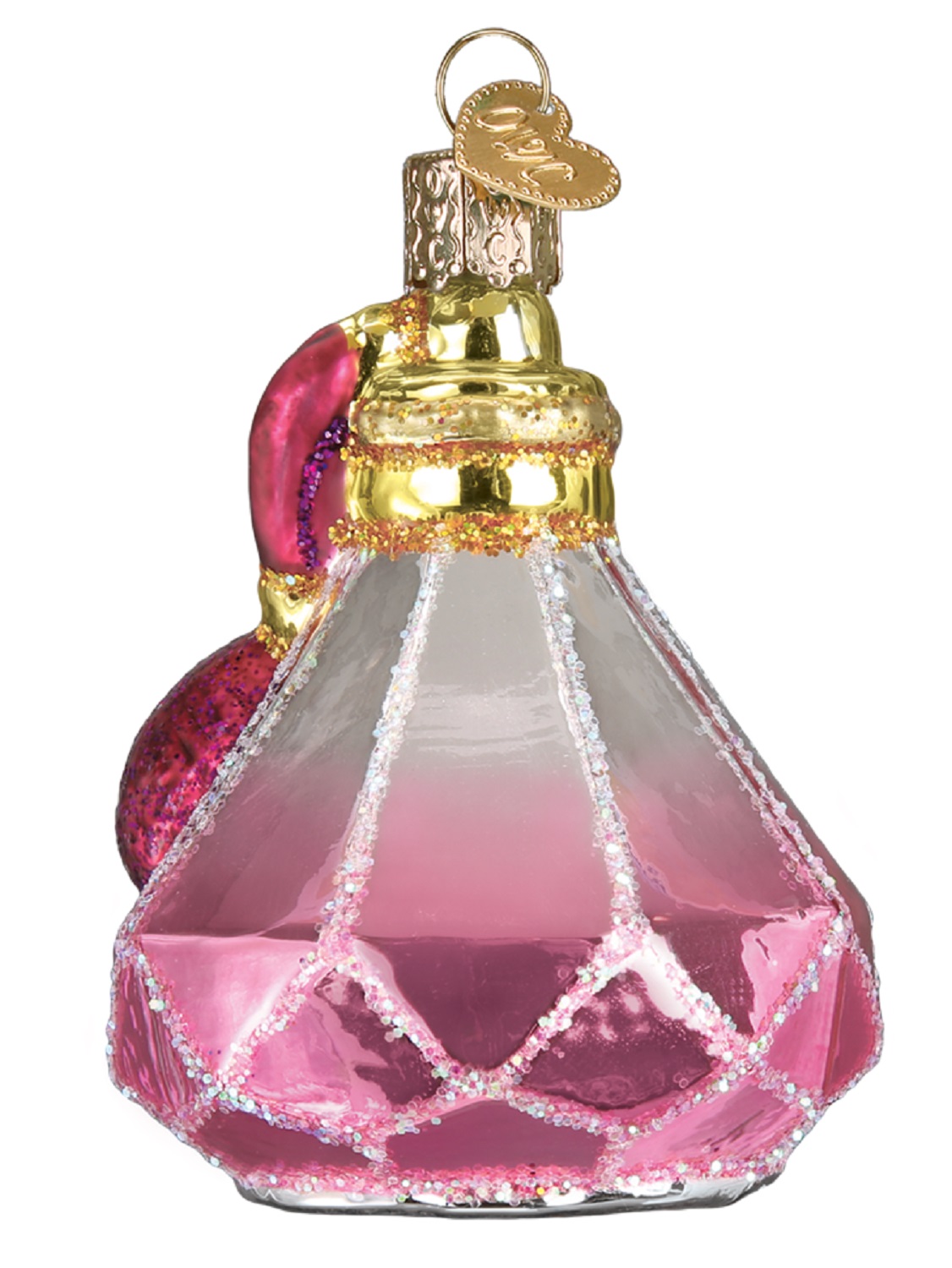 Old World Christmas Pink Perfume Bottle Tree Holiday Ornament Glass