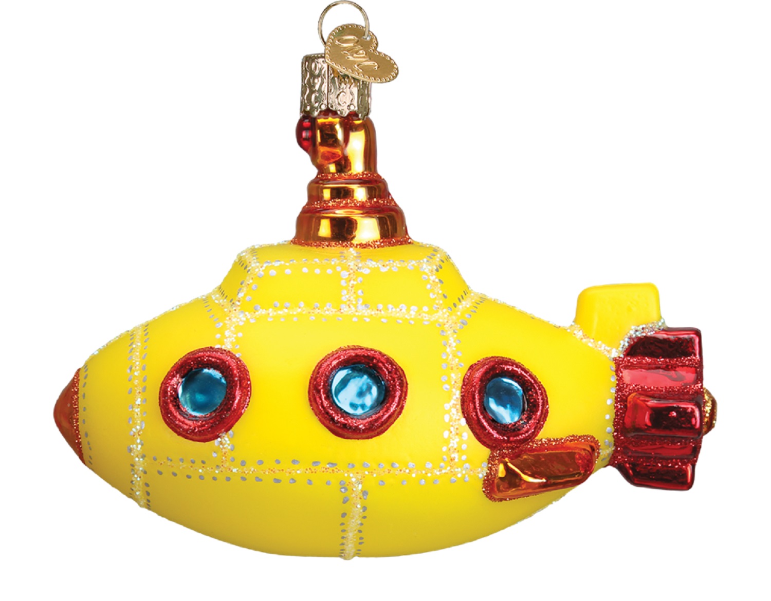 Yellow Submarine Christmas Holiday Ornament Glass Mary B Decorative Art