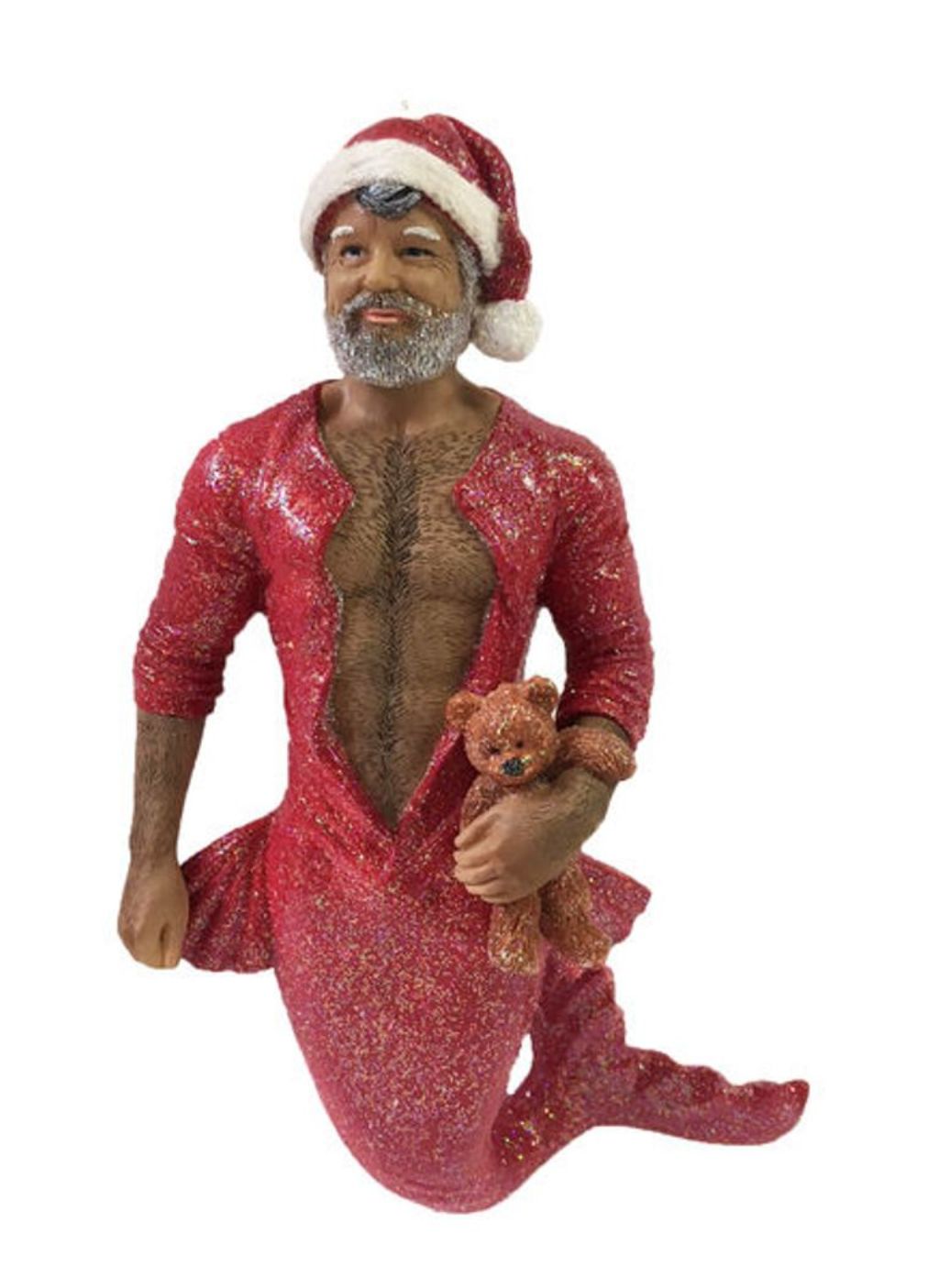 December Diamonds Bedtime Santa Merman with Bear Holiday Ornament eBay