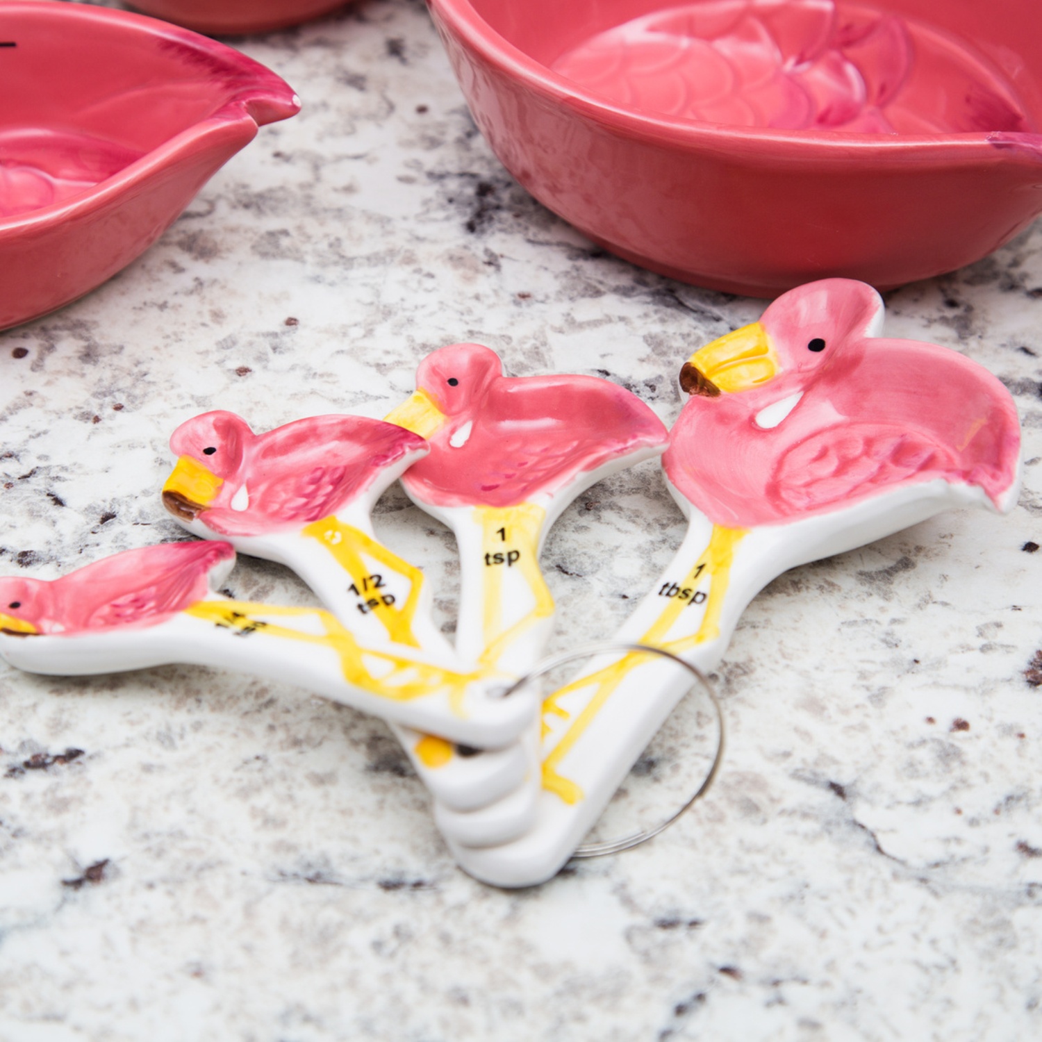 Pretty in Pink Flamingo Measuring Spoons Four Piece Set Mary B