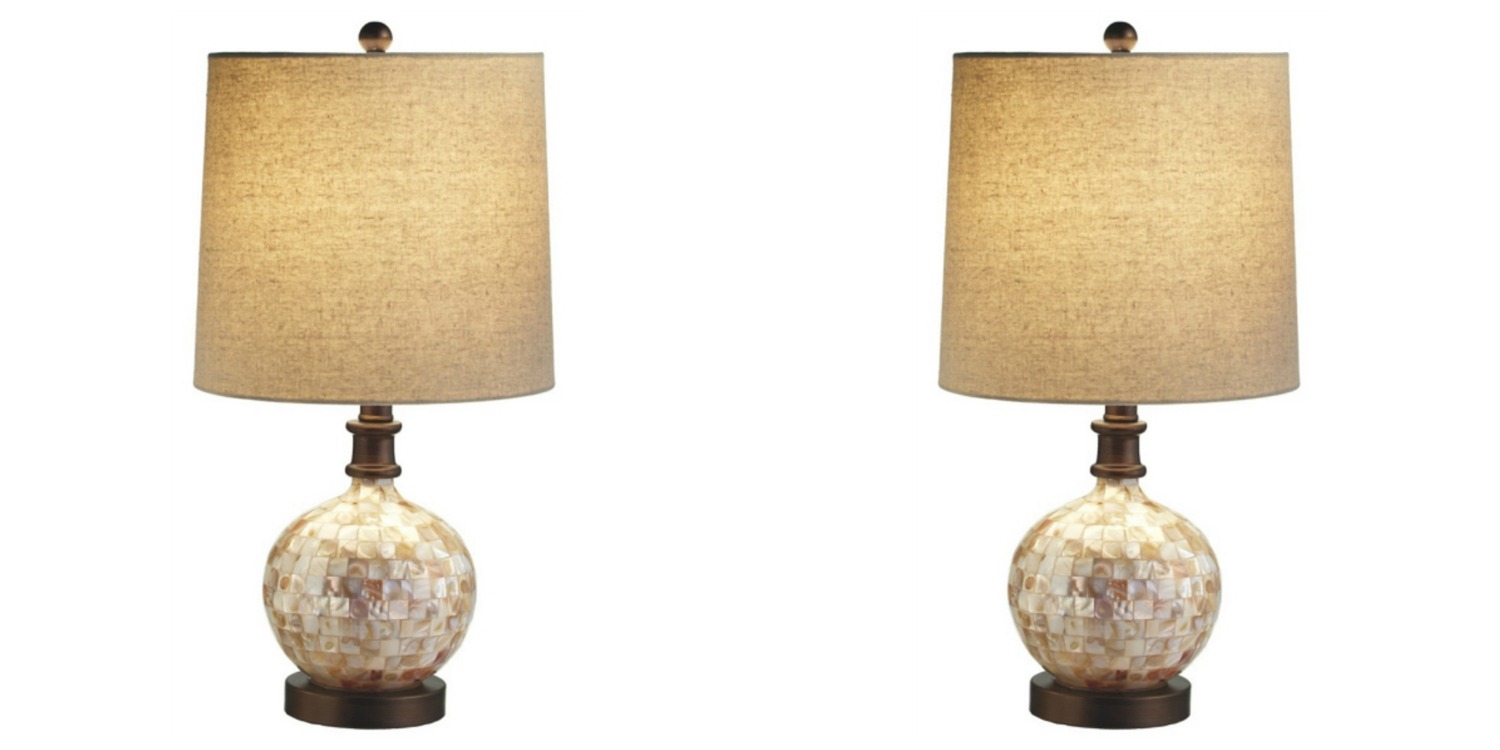 Coastal Capiz Shell Table 60 Watt Lamps 21 Inch Set of 2 Midwest CBK ...