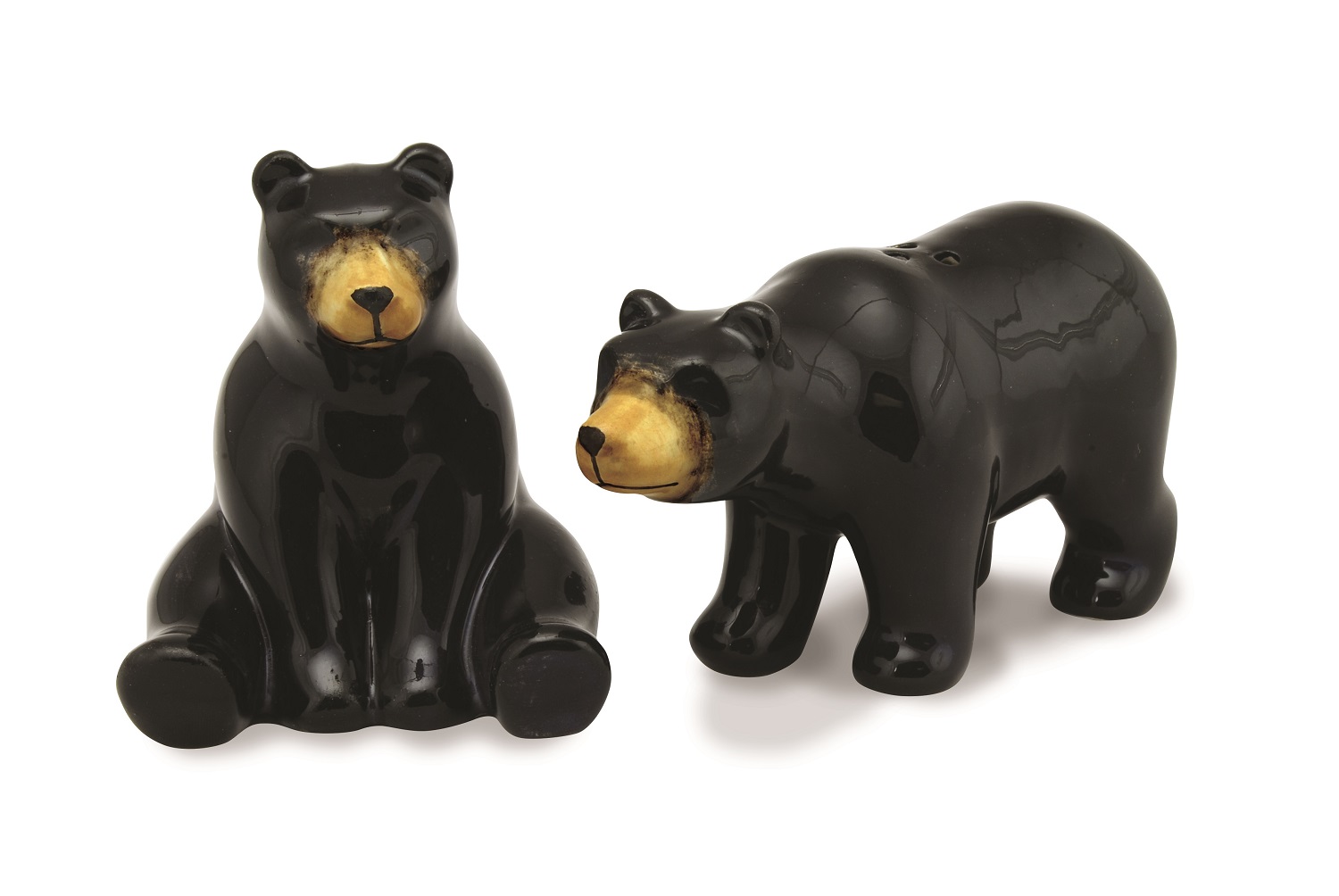 Woodland Animals Black Bears Salt and Pepper Shaker Set Ceramic Mary