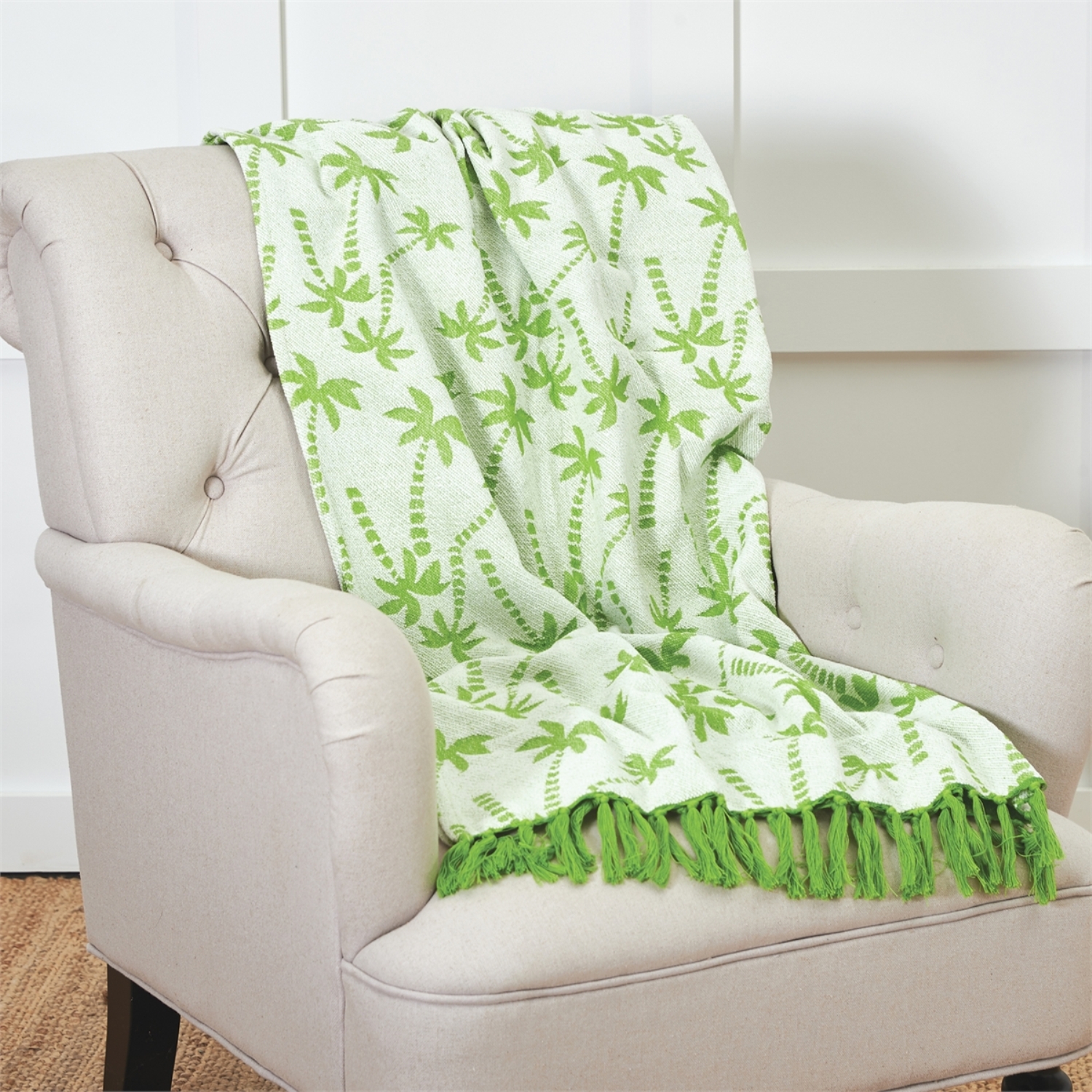 Green Palm Trees Chenille Throw Blanket 60 X 50 Inches Mary B