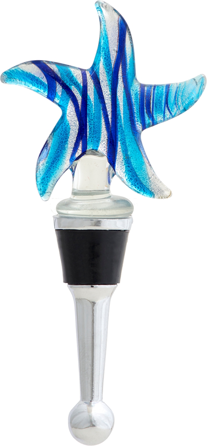 Blue Starfish Bottle Topper Stopper Glass Mary B Decorative Art