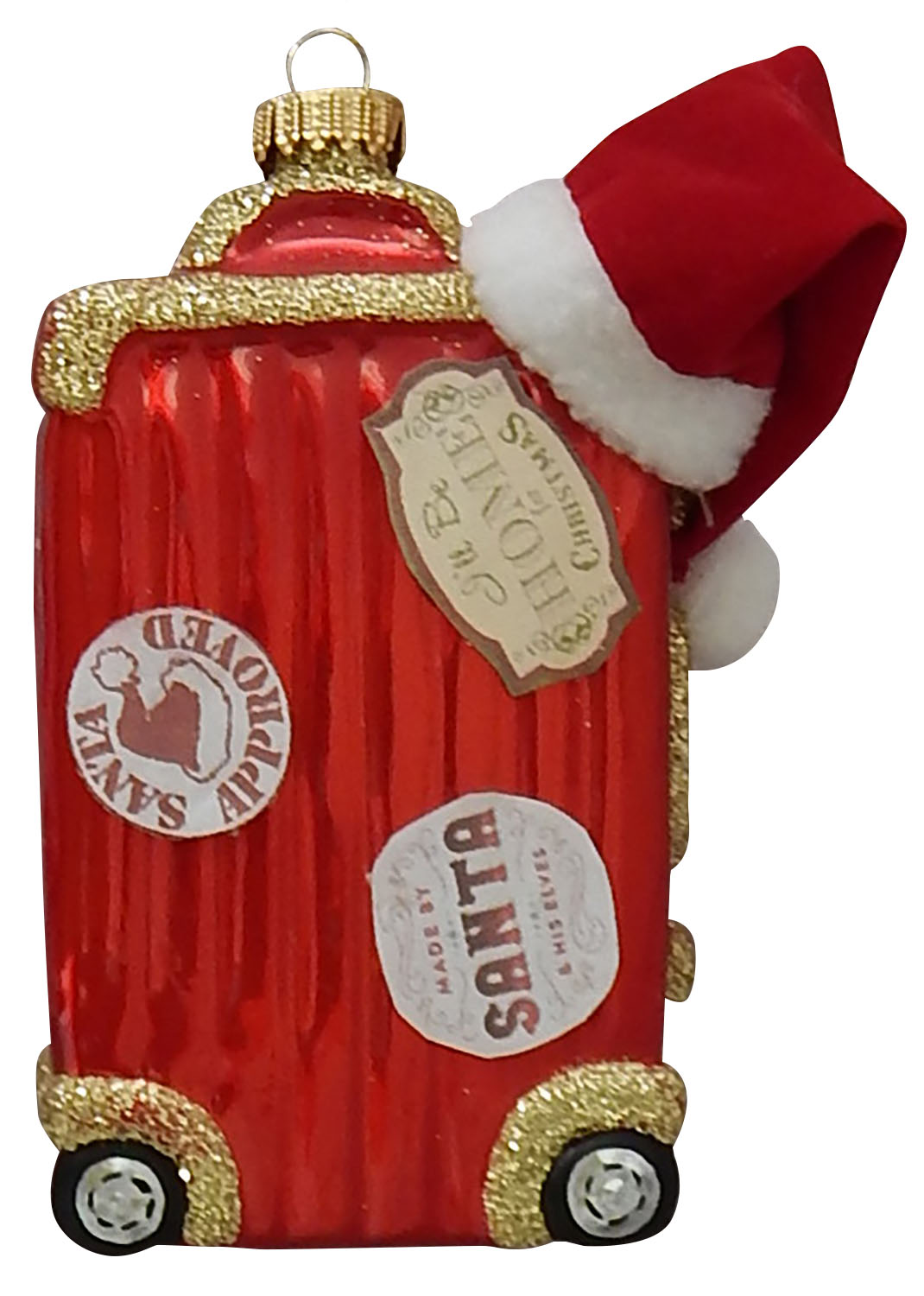 Christmas By Krebs Santas Suitcase Holiday Ornament Glass Mary B
