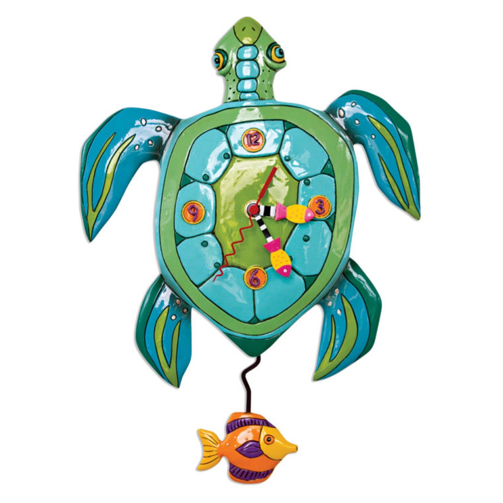 Allen Designs Sup Dude Turtle Pendulum Wall Clock Battery Operated 13.5