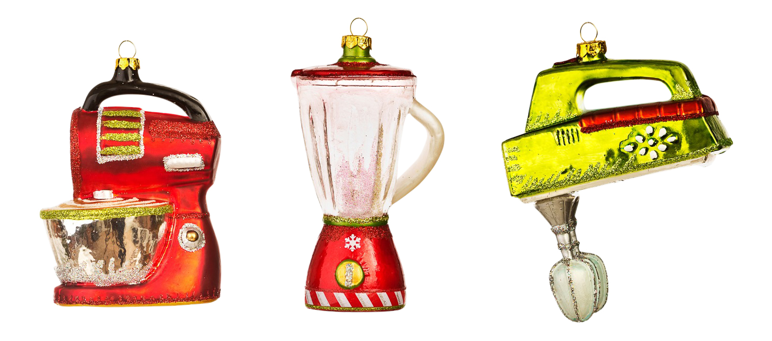 Blender Mixer and Hand Held Mixer Christmas Holiday Ornaments Set of 3
