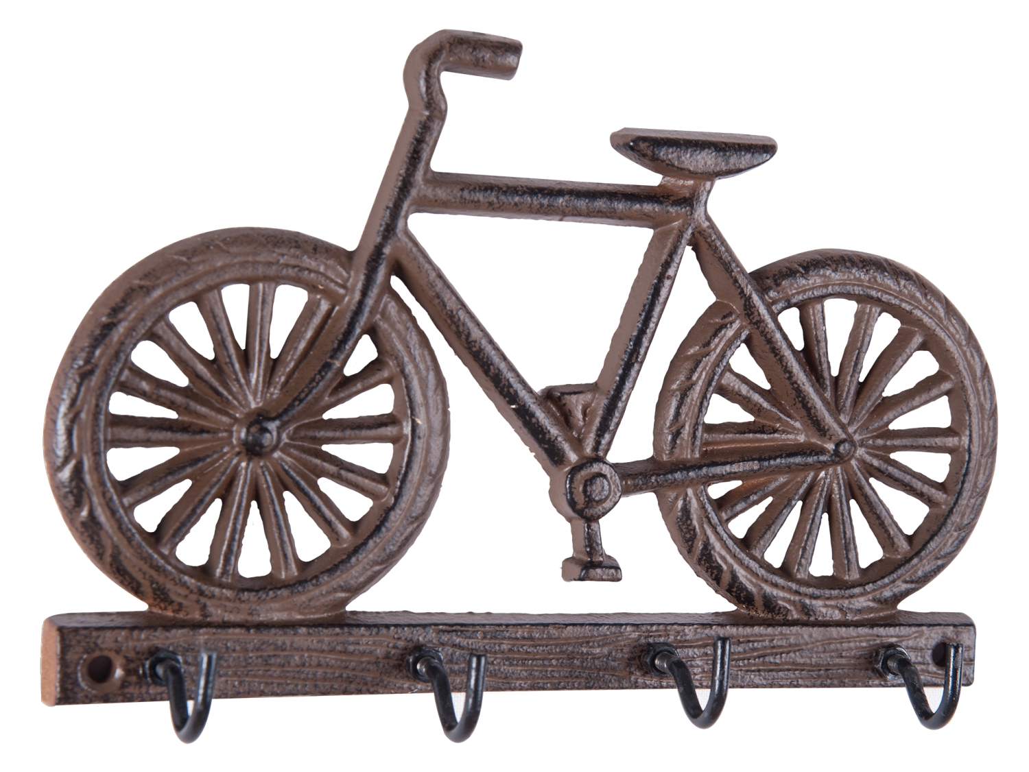 Bike Bicycle Key Quad Wall Hooks Cast Iron Rustic Antiqued Brown Mary B Decorative Art