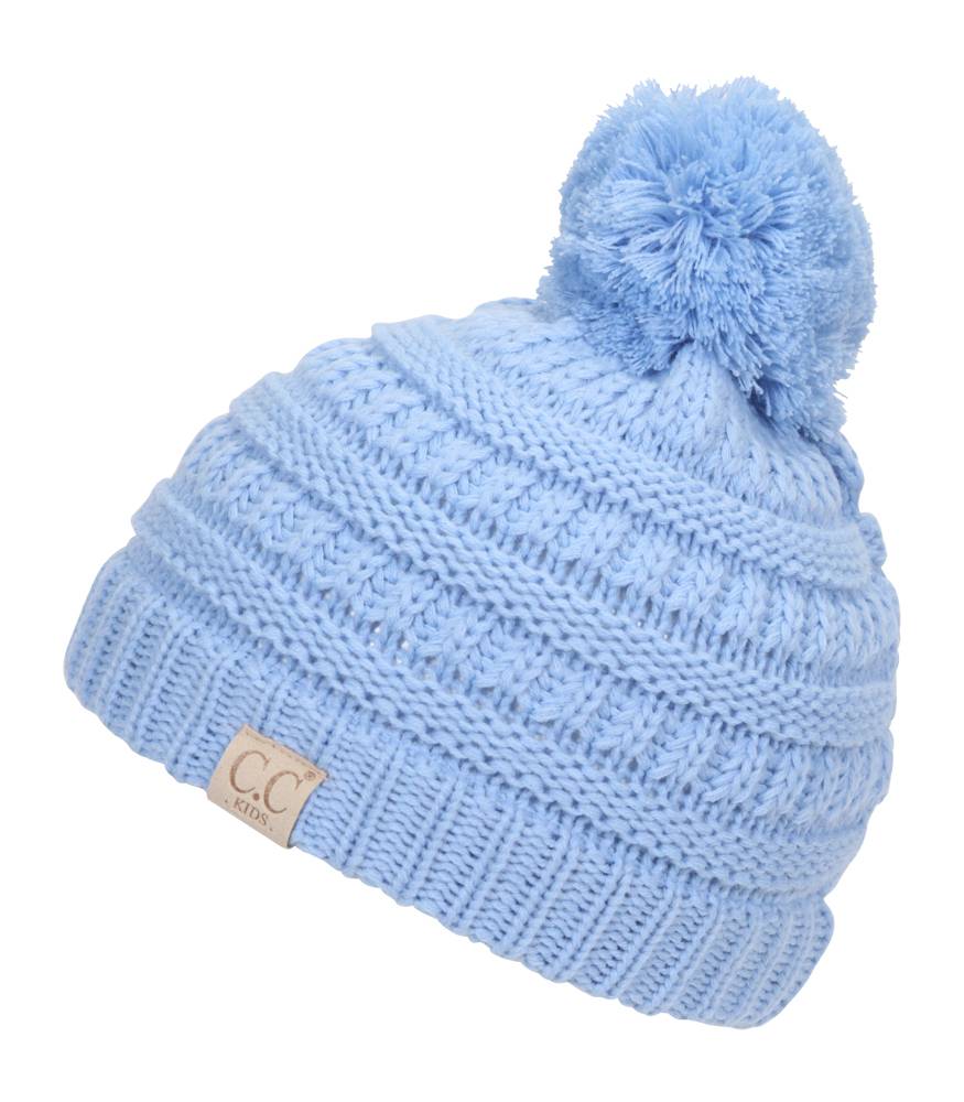 Gravity Threads Kids Cable Knit Thick Soft Beanie w/ Pom - Picture 7 of 61