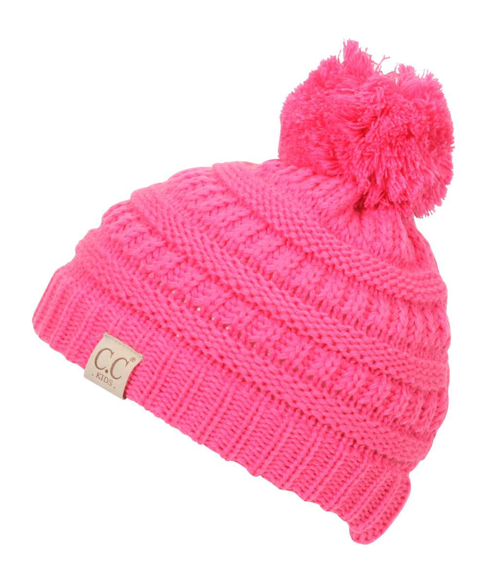 Gravity Threads Kids Cable Knit Thick Soft Beanie w/ Pom - Picture 17 of 61