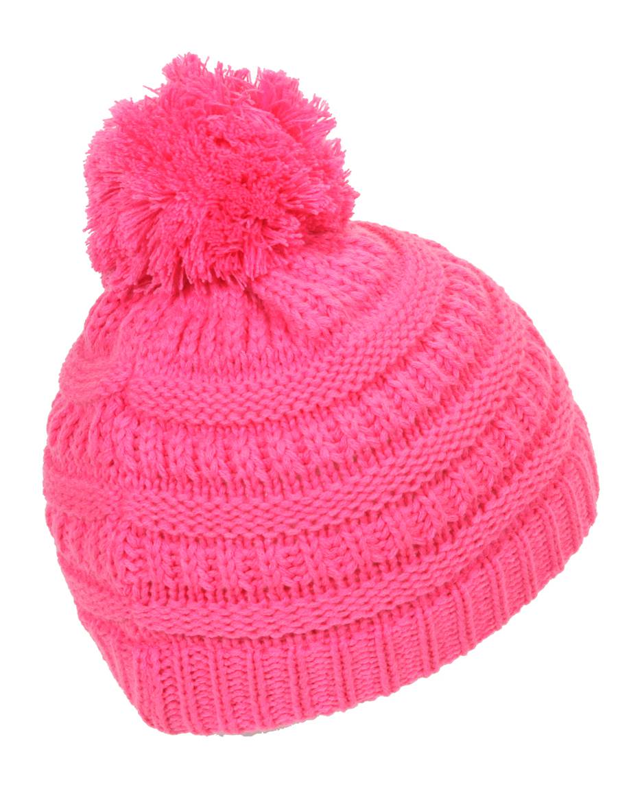 Gravity Threads Kids Cable Knit Thick Soft Beanie w/ Pom - Picture 19 of 61