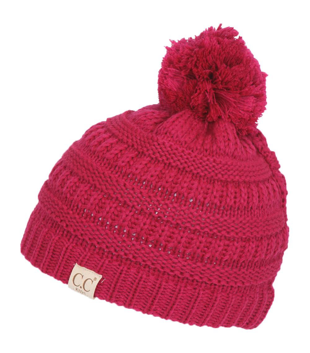 Gravity Threads Kids Cable Knit Thick Soft Beanie w/ Pom - Picture 29 of 61