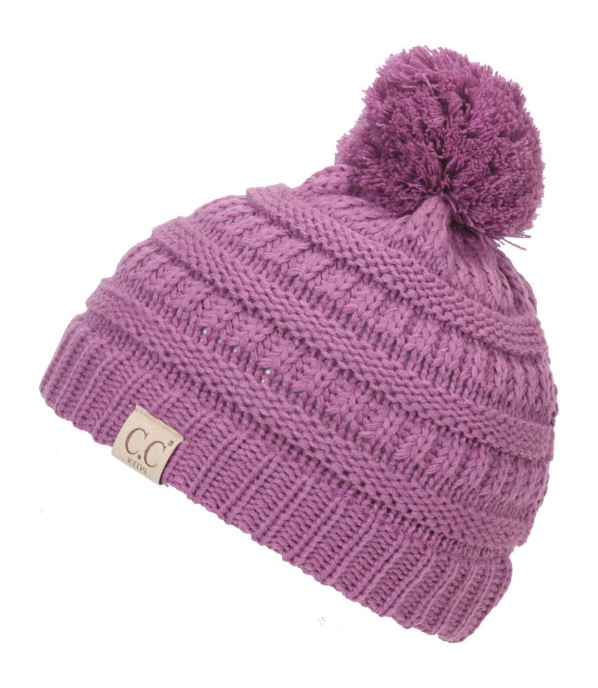 Gravity Threads Kids Cable Knit Thick Soft Beanie w/ Pom - Picture 45 of 61