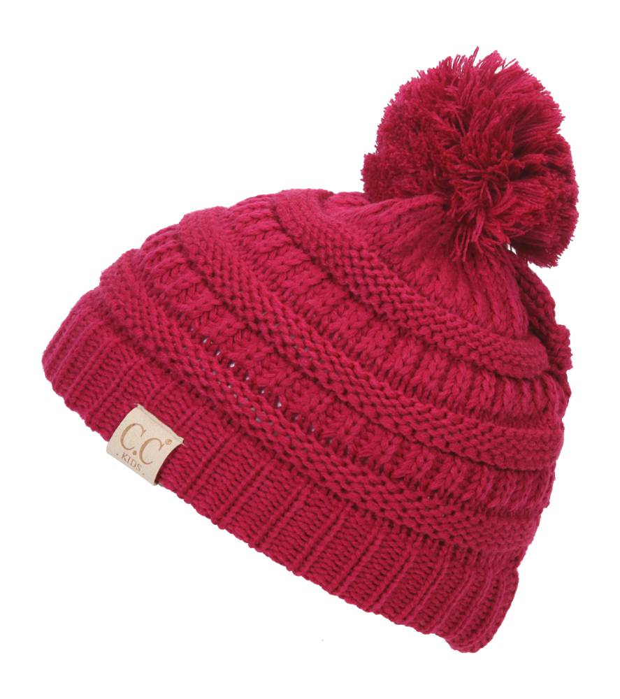 Gravity Threads Kids Cable Knit Thick Soft Beanie w/ Pom - Picture 58 of 61