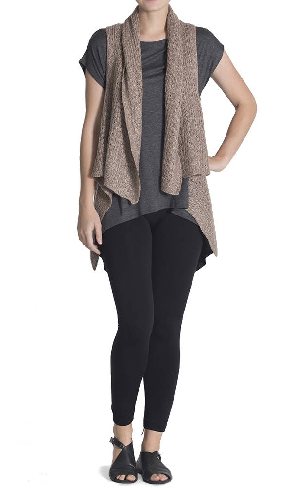 Gravity Threads Fashion Poncho Schal Strickjacke Pullover, Khaki - Bild 1 von 5