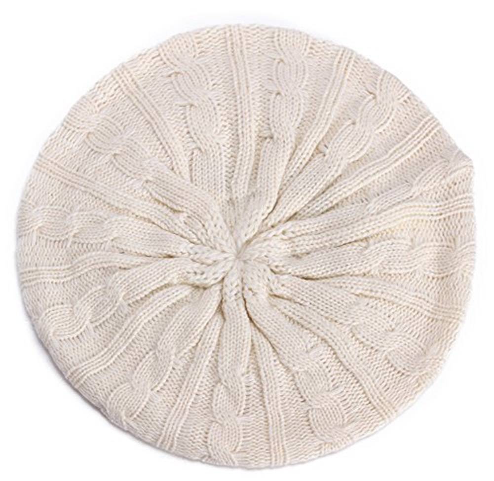 Top Headwear Cable Knit Beret Cap