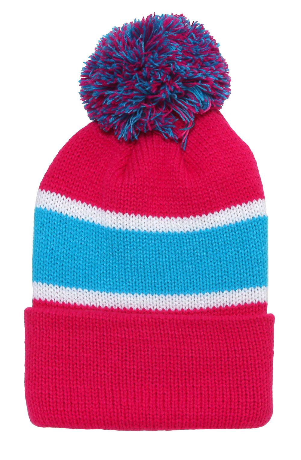 Winter Striped Beanie with Pom | eBay