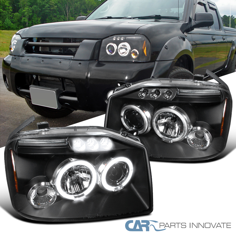 For 20012004 Nissan Frontier Black Clear Halo LED Projector Headlights