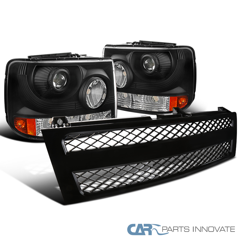 Spec-D Tuning For Chevy Silverado 1500 Glossy Black Front Bumper Hood Mesh Grille Grill ABS 1 PC