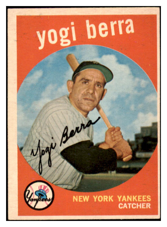 1959 TOPPS #180 YOGI BERRA YANKEES EX+/EX-MT SET BREAK 522467
