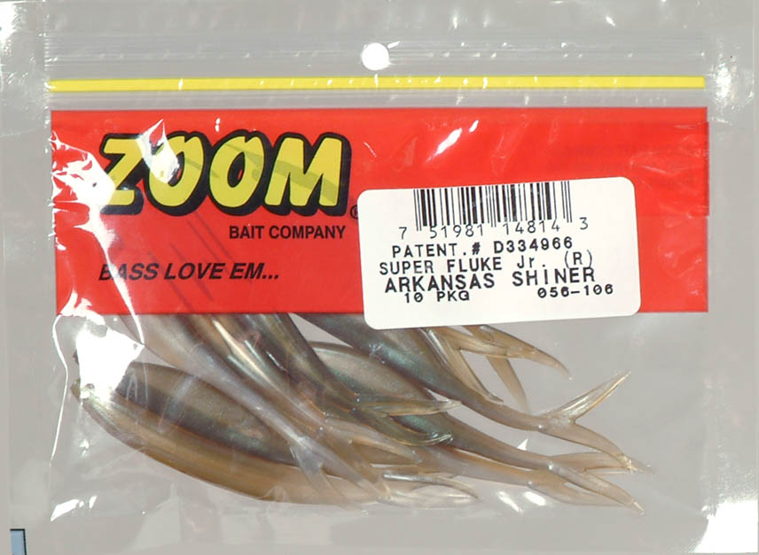 Zoom 056106 Arkansas Shiner Super Fluke Jr. 4" Baitfish Imitator Lure