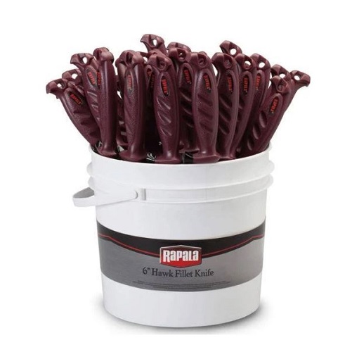 Rapala 126BX Hawk 6" Fishing Fillet Knife Display Bucket 36 Pack