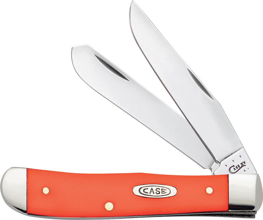 Case 80500 Trapper Clip/Spey Blades Orange Syn Folding Knife Pocket
