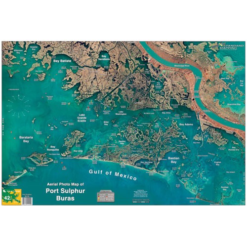 Standard Map M042 Laminated Port Sulphur To Buras Fishing Map eBay