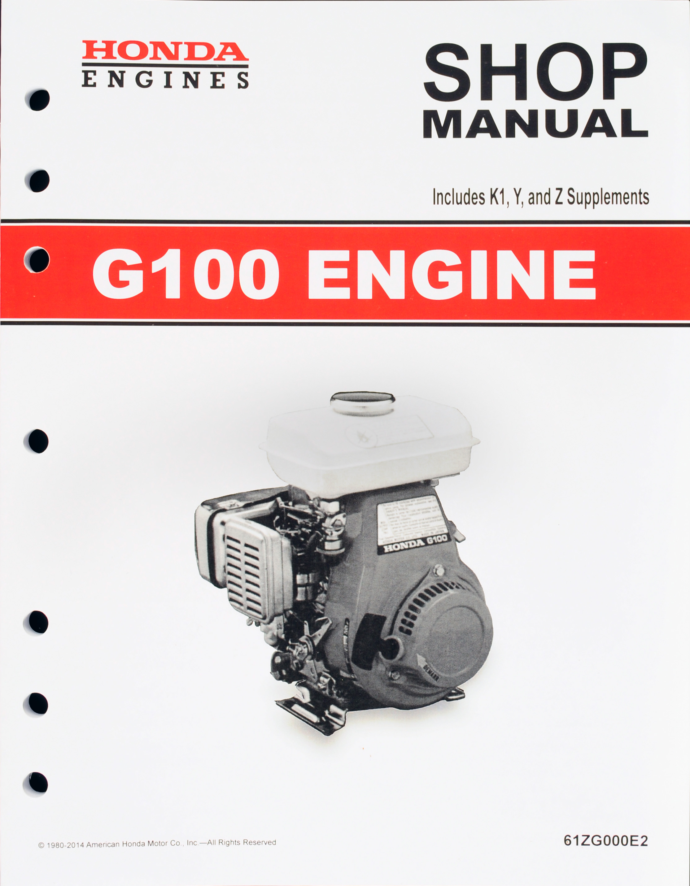 Honda G100 Engine Service Repair Shop Manual