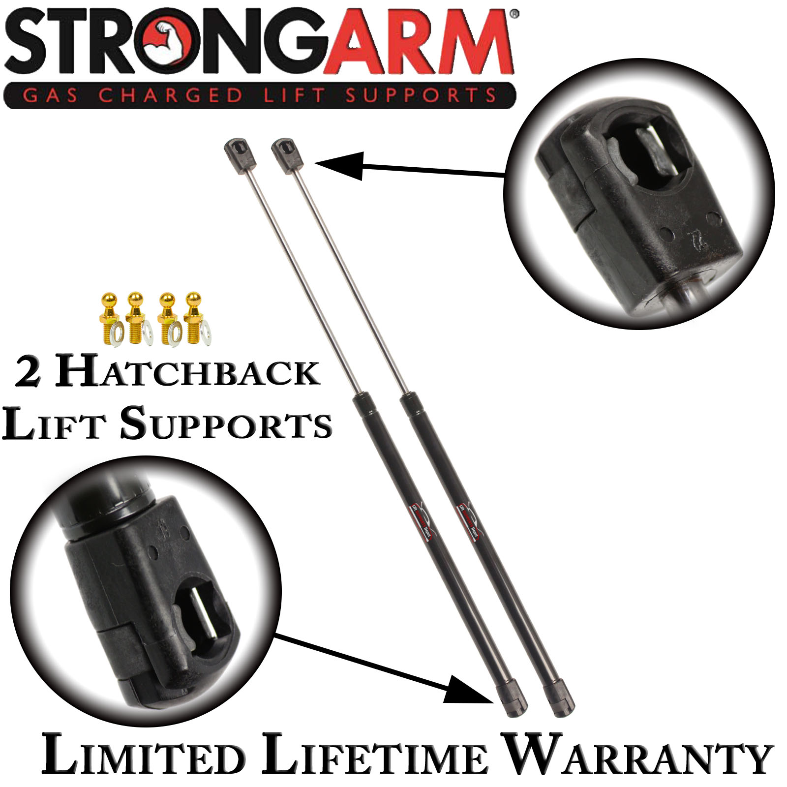2 StrongArm 4639 Fits Mazda MX-6 Hatchback Lift Supports With Spoiler Qty