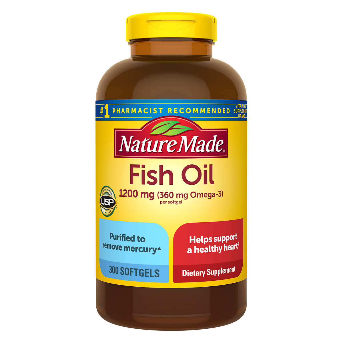 Nature Made Fish Oil, 1200mg, 300 Softgels 31604003333|