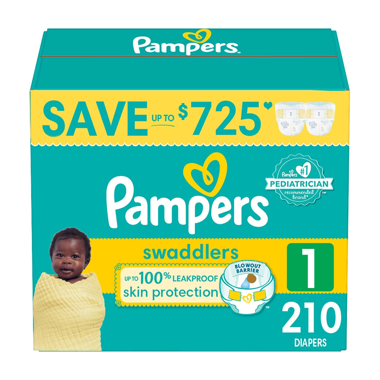 Pampers Swaddlers Diapers, Size 1 (8-14 Pounds), 210 Count | eBay