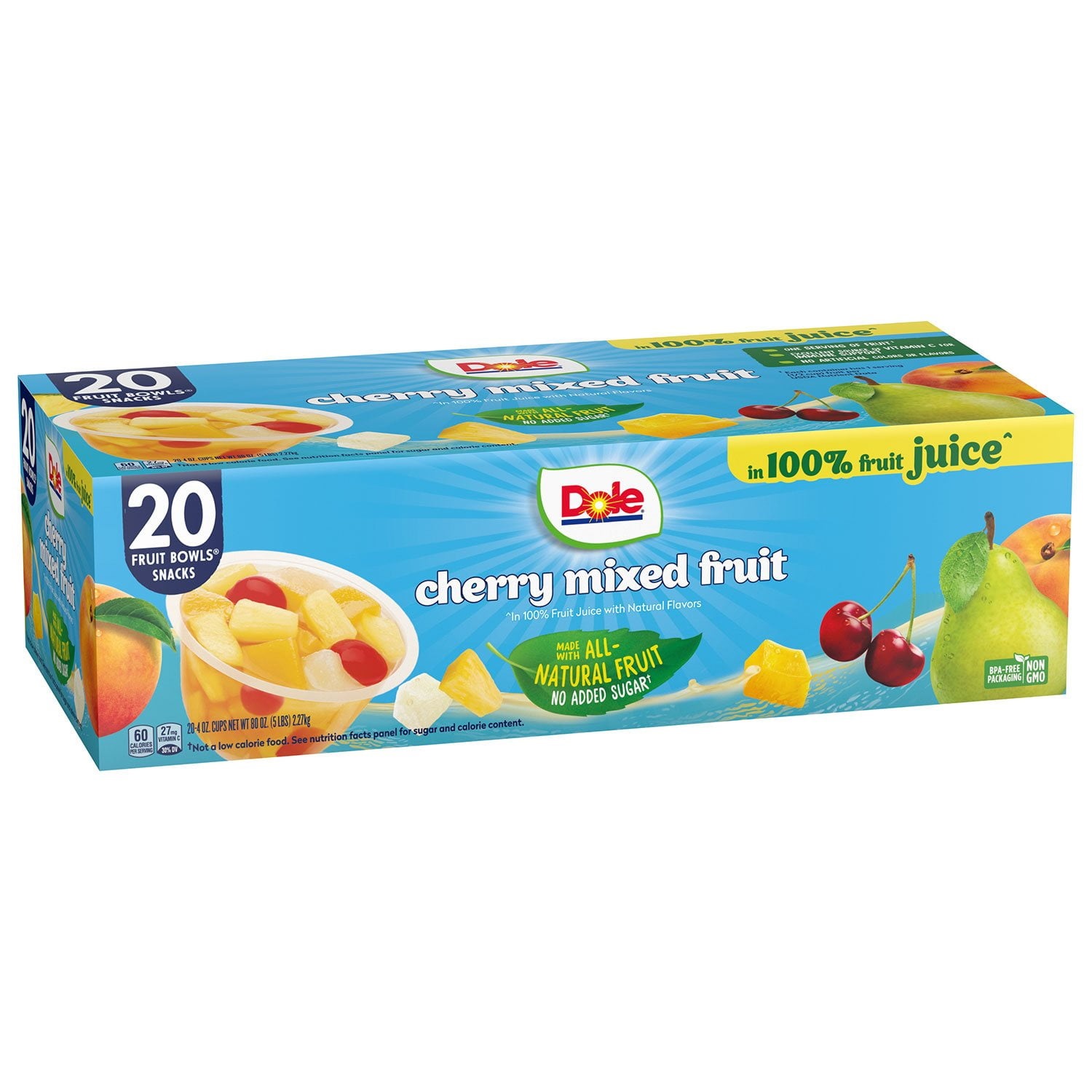 Dole, Cherry Mixed Fruit in 100% Fruit Juice, 20 Cups, in 4oz Cups