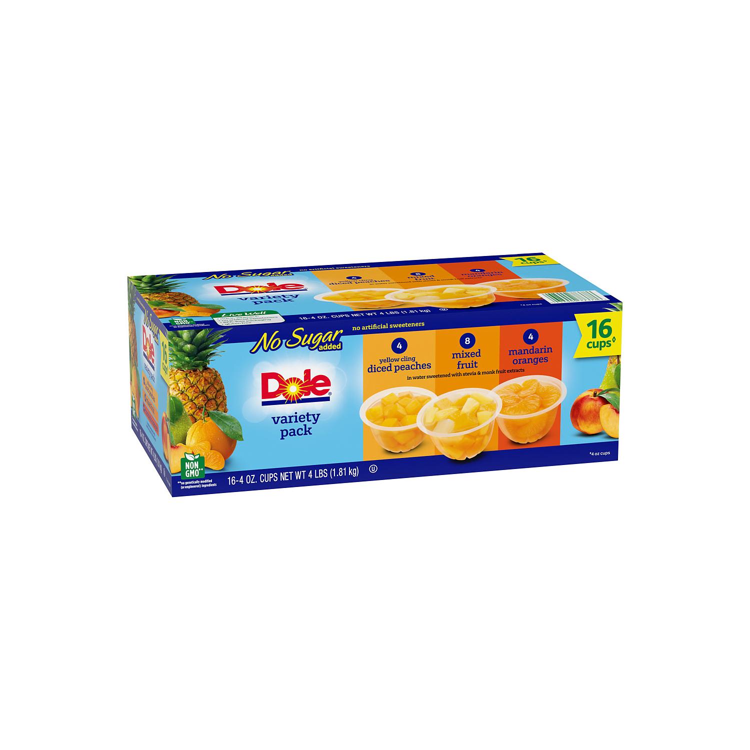 Dole Mixed Fruit Cups in Water, 4 Ounce, 16 Pack, Peaches, Mixed