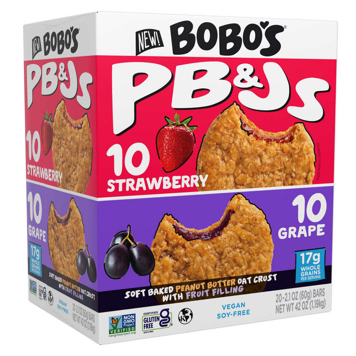 Bobo's Peanut Butter and Jelly Oat Sandwich Bar, Strawberry and