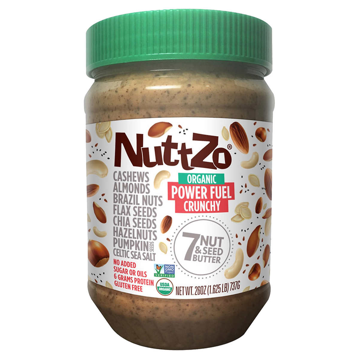 NuttZo Organic 7 Nut and Seed Butter, Power Fuel Crunchy