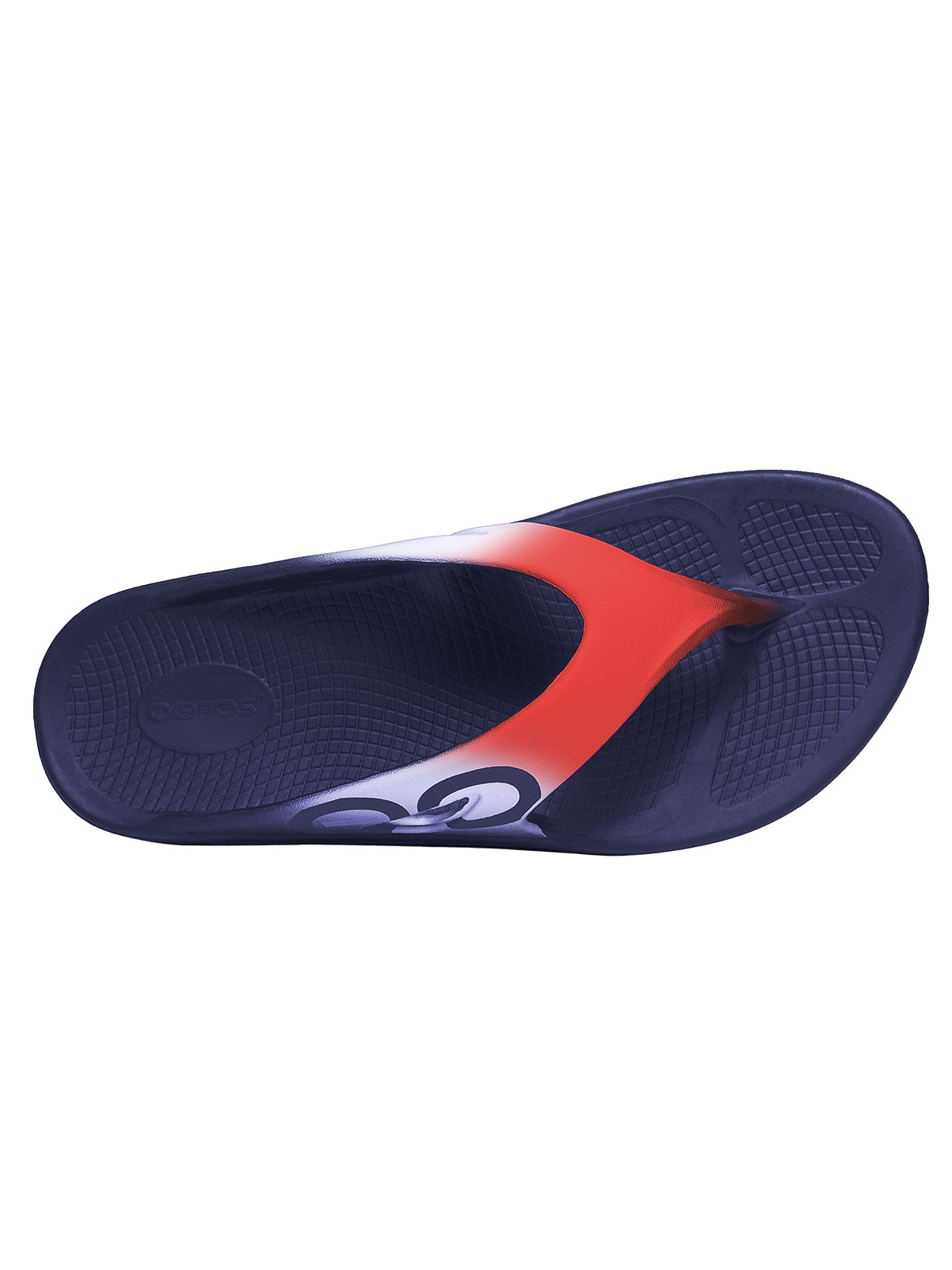 red oofos sandals