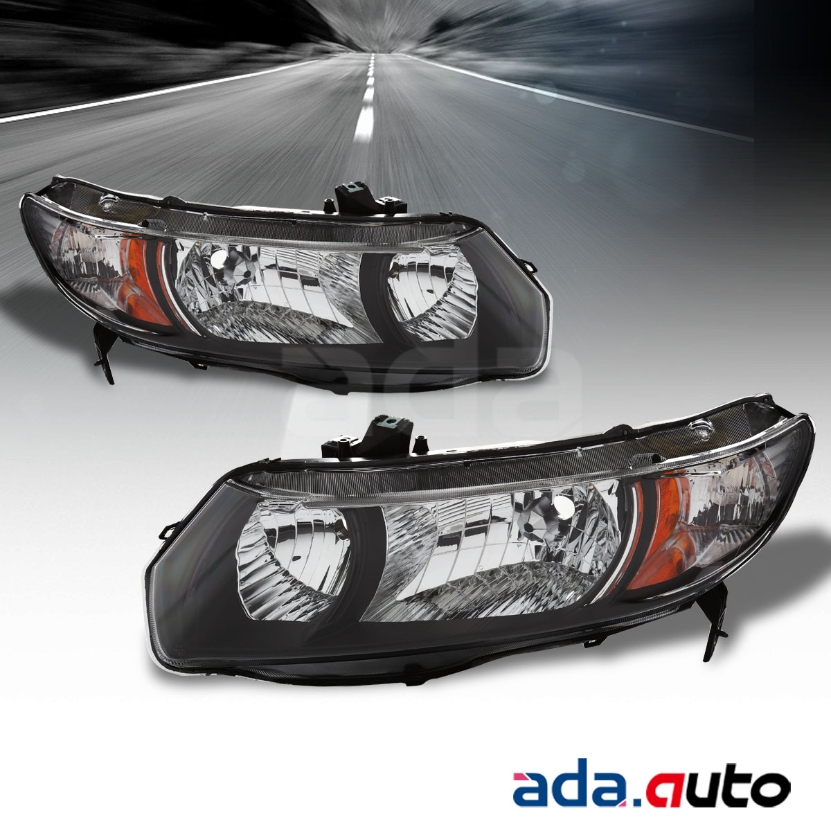 Details about For 2006-2011 Honda Civic 2Dr Coupe Black Headlights  Replacement Lamps Pair