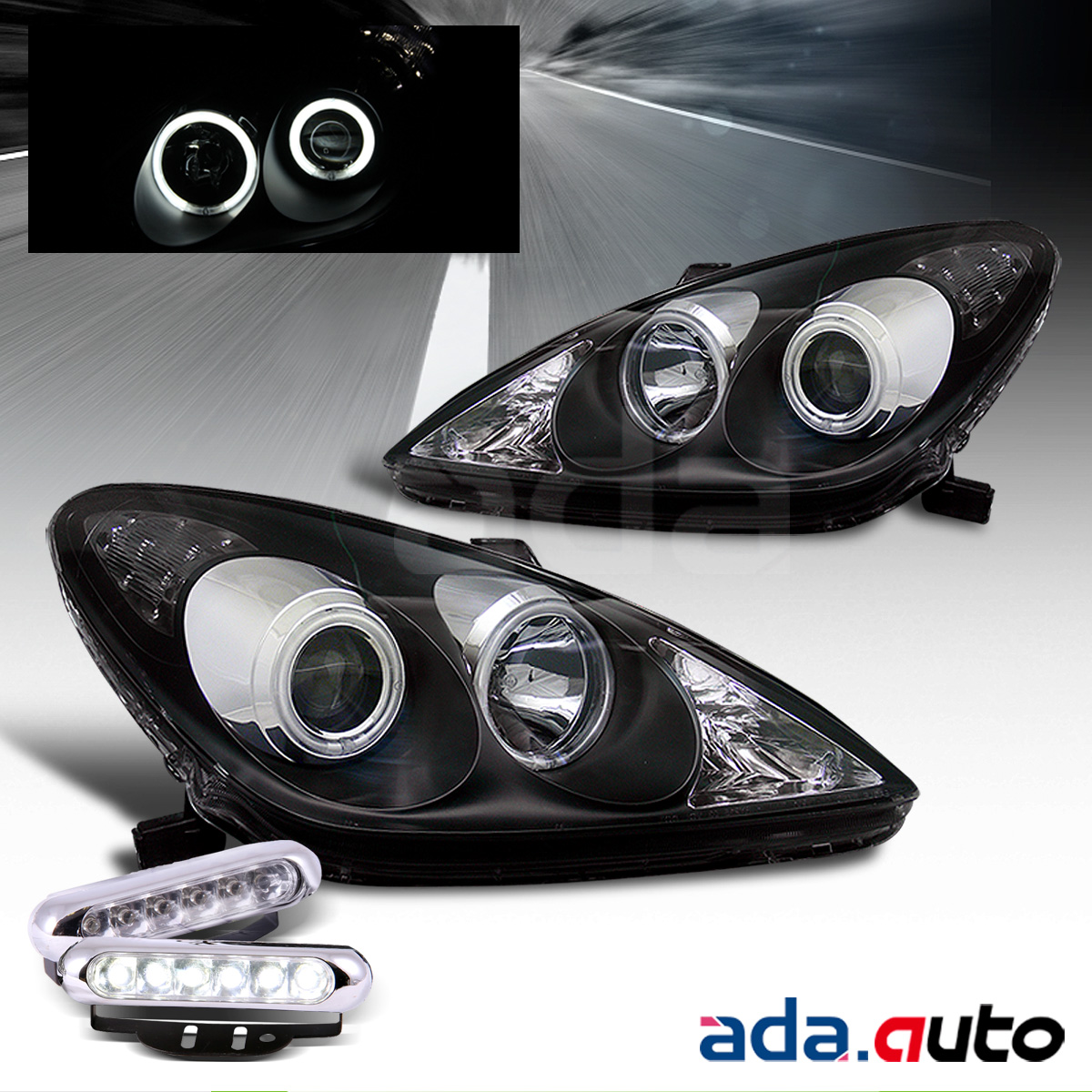 For 02-03 Lexus ES300/04-06 ES330 CCFL Halo Projector Headlights+LED Fog Lamps